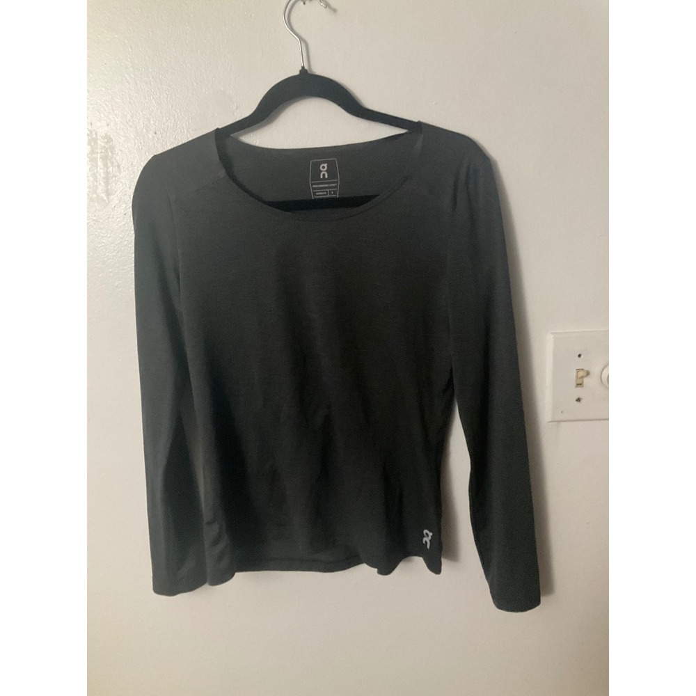 On Running Performance Long-T Womens Small Charcoal Grey Heather Active Top